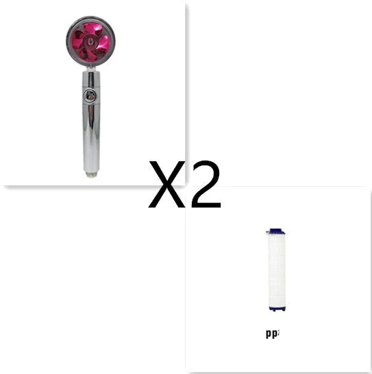 360-degree rotating high-pressure shower head with built-in fan and adjustable water spray