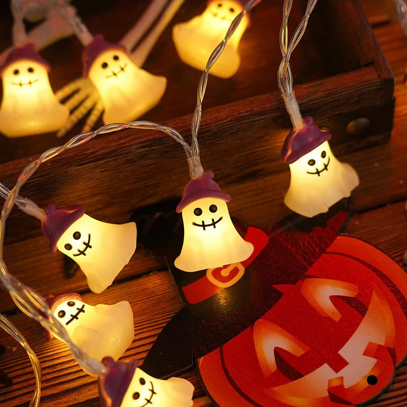 Cozy Halloween Lighting Chain with Pumpkins, Ghosts, and Bats creates a warm, festive glow for your home decor