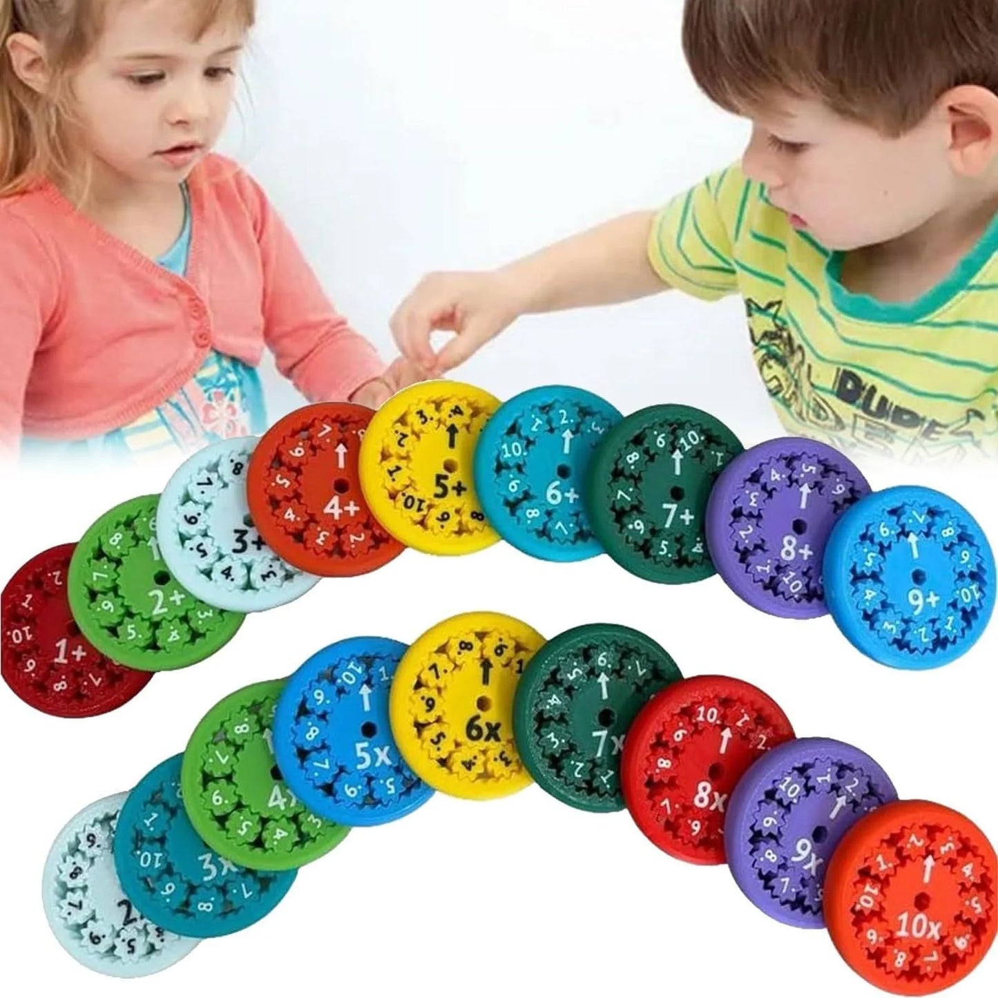 Colorful Math Fidget Spinners set for interactive maths learning