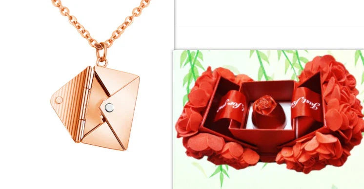 Elegant titanium steel envelope pendant necklace with adjustable chain, versatile for any occasion