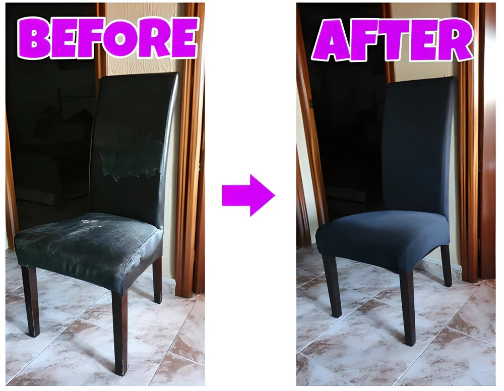 Elastic dining chair covers in a variety of colours, instantly refreshing and protecting dining chairs