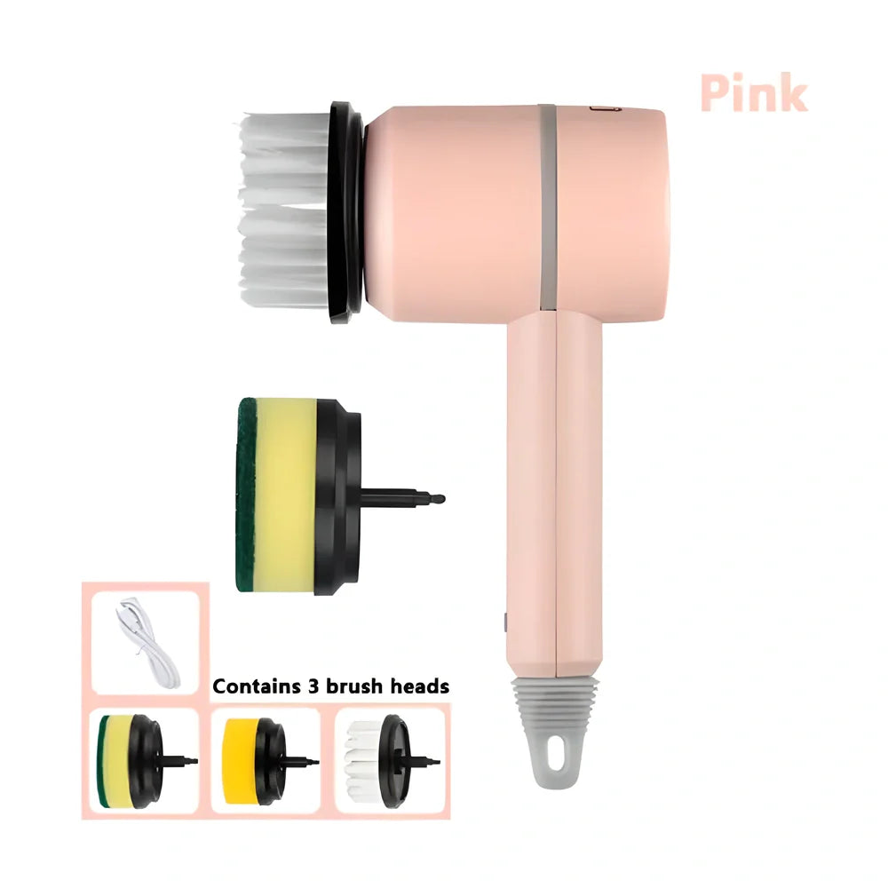 Multi-Functional Rechargeable Electric Cleaning Brush with interchangeable brush heads for versatile household cleaning
