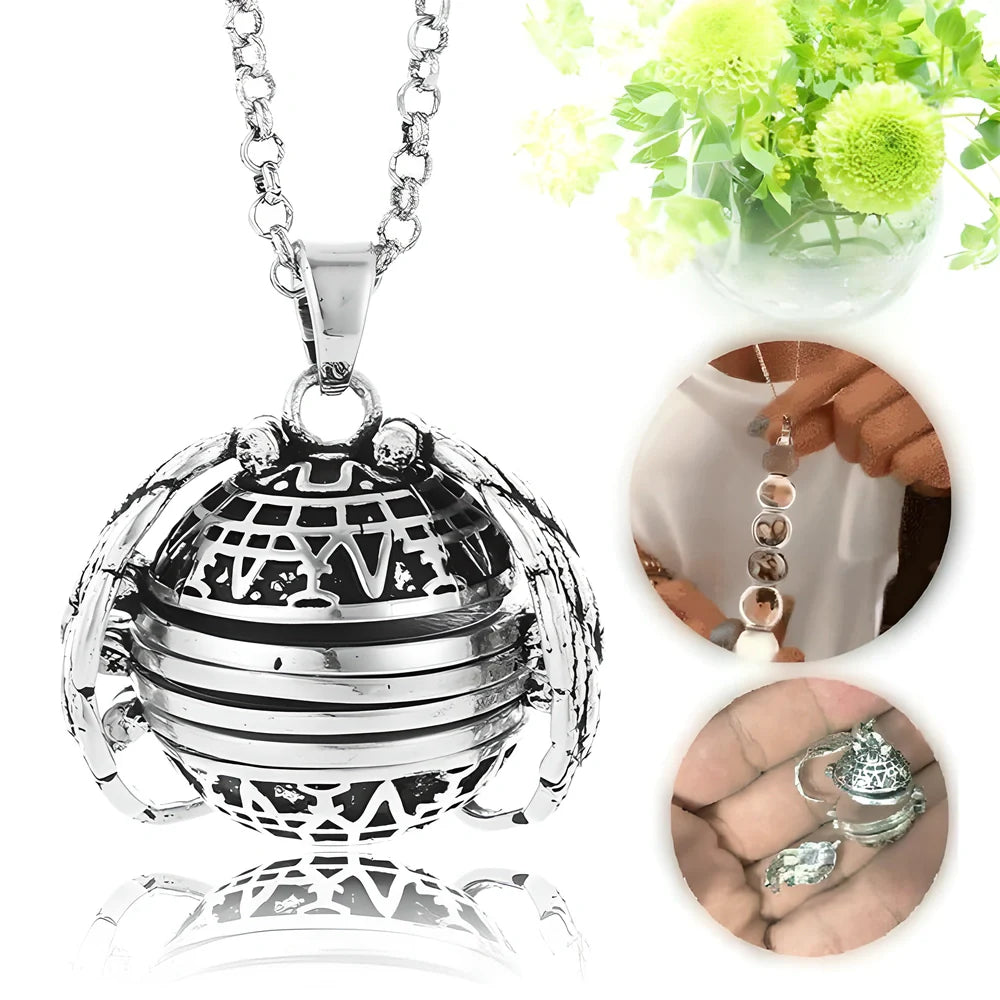 Elegant platinum plated locket necklace with angel wings and 6 photo slots