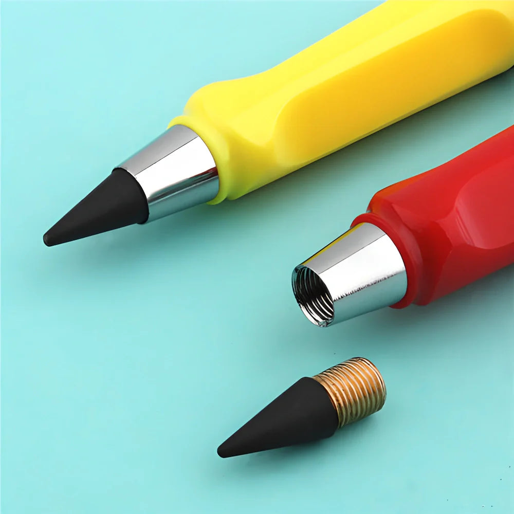 A set of three premium metal nib pencils in various colours, designed to be an eco-friendly and long-lasting writing solution
