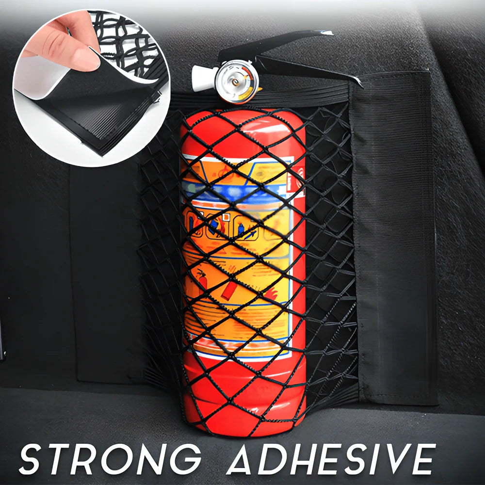 Extended Car Double Net Velcro Organiser Pocket - Versatile car boot storage solution with strong adhesive and double-layer net design