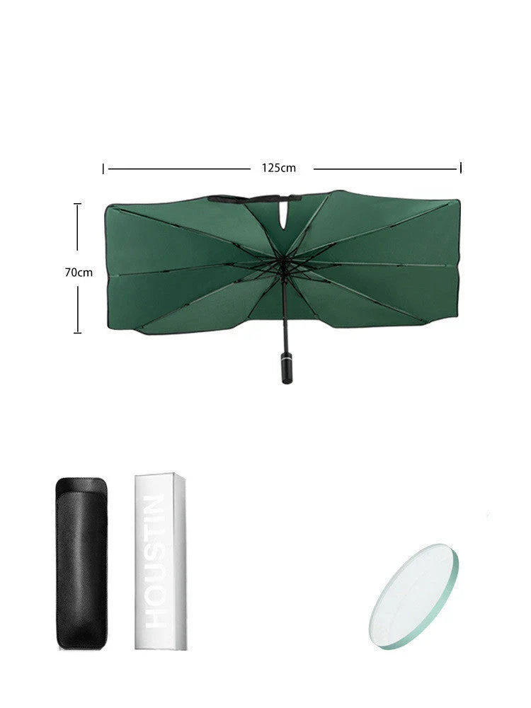 Compact and portable car sunshade with telescopic mechanism and full windshield coverage
