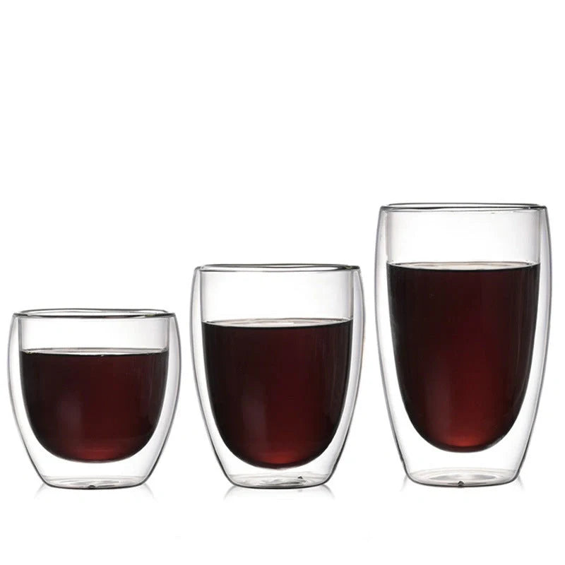 Egg-shaped double-layer insulated glass cup for hot and cold beverages