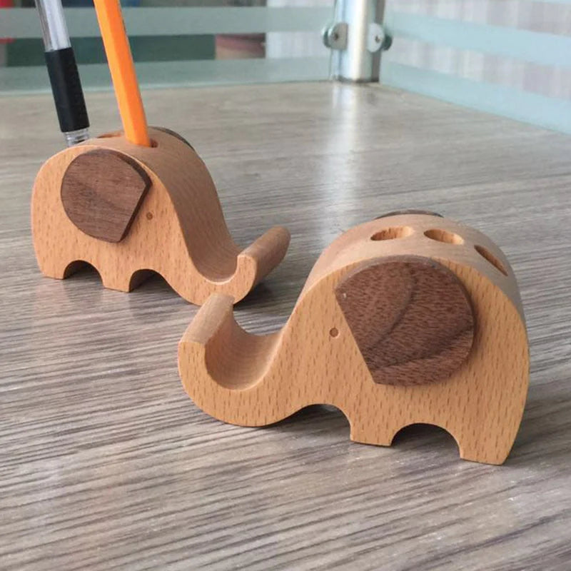 Custom beech wood lazy phone holder with personal lettering for desk organisation