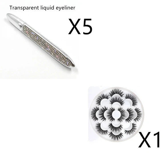 Premium self-adhesive eyeliner and false lash set in various shades