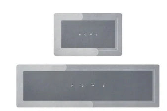 Plush, machine-woven bathroom mat with non-slip surface, available in rectangle and oval shapes in a variety of colours.