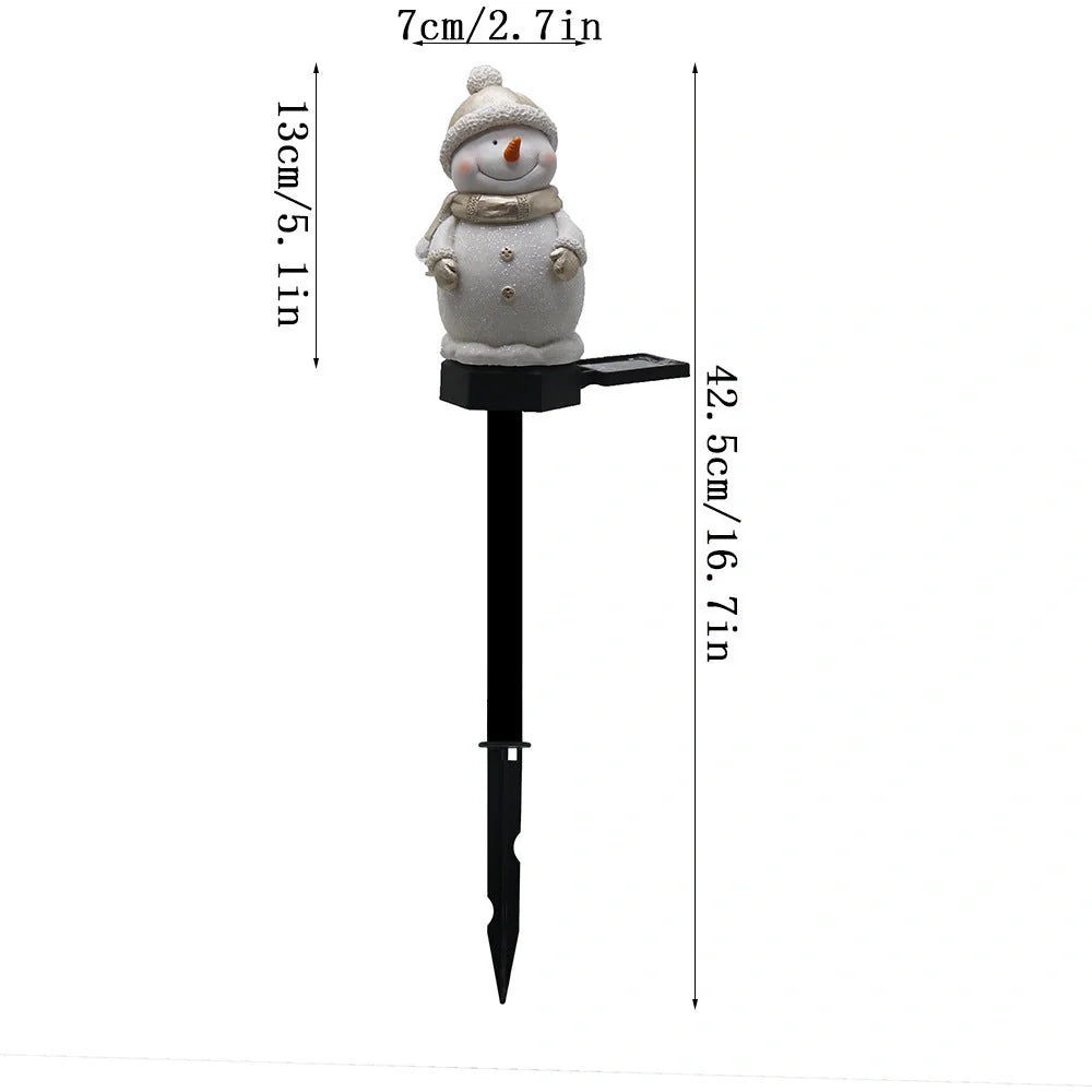 Solar-powered snowman garden light with automatic dusk-to-dawn illumination