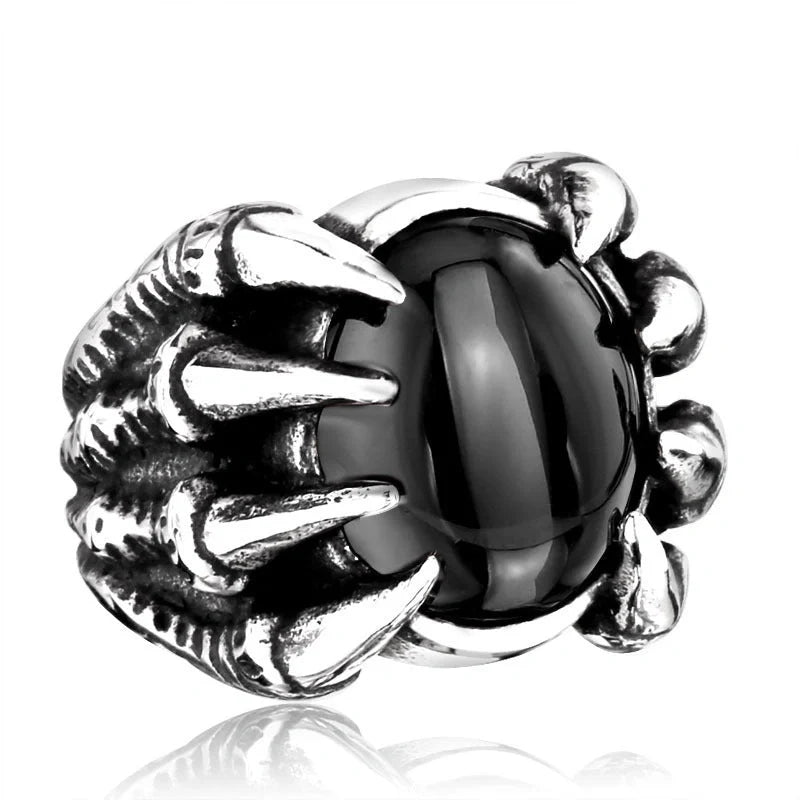 Vintage titanium steel zircon ring with intricate design and retro charm