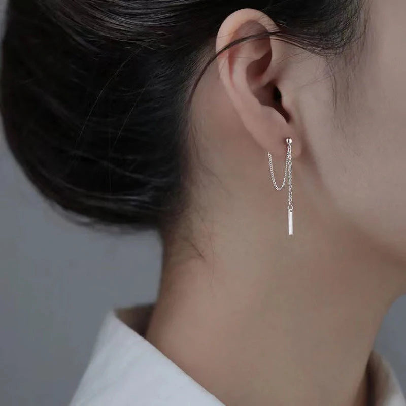 Elegant silver chain earrings for women, perfect for any outfit