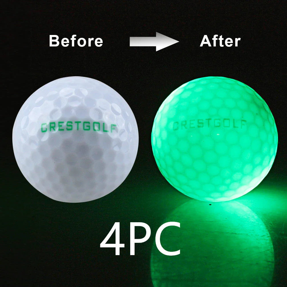 Luminous golf balls emitting a trail of light as they soar through the night sky, offering a captivating golfing experience.