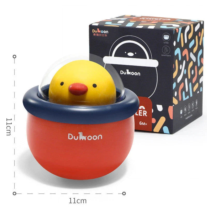 Adorable chicken-shaped tumbler rattle toy with music bells for infant play and development