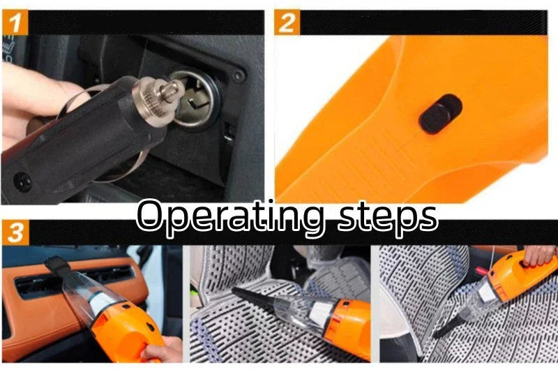 Powerful car vacuum cleaner with 120W motor and compact design for effortless interior cleaning