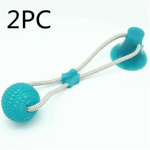 Durable, colourful chew toy with unique sucker design for dogs to play and maintain dental health