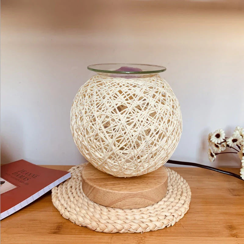 Elegant aroma lamp with bamboo wood design, perfect for adding soothing scents and warm lighting to your home