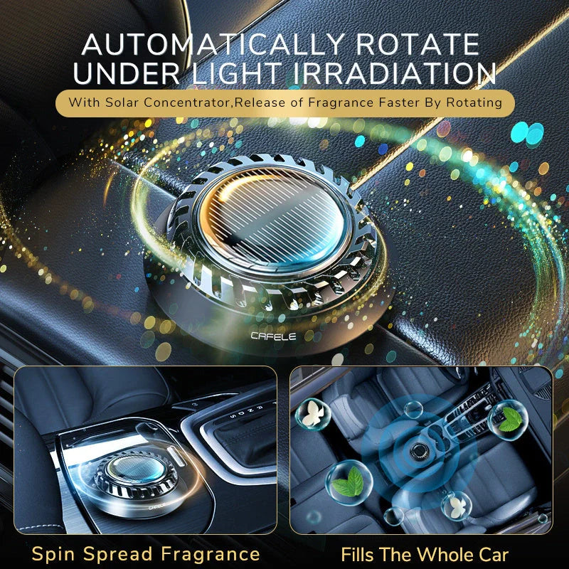 Solar-powered car aromatherapy diffuser with light sensor for automatic fragrance adjustment