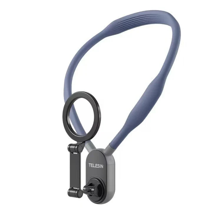 Hands-Free Magnetic Phone Mount for Neckwear with Silicone and Aluminum Construction, Secure Magnetic Suction, and Versatile Orientation Options