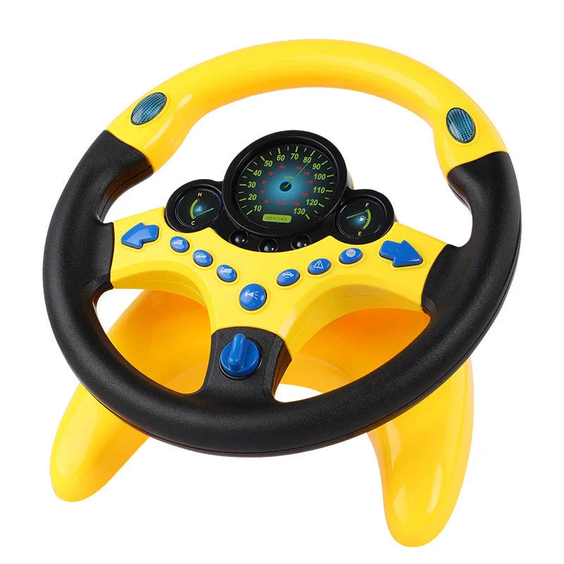 Interactive steering wheel toy with lights and sounds for early learning and cognitive development