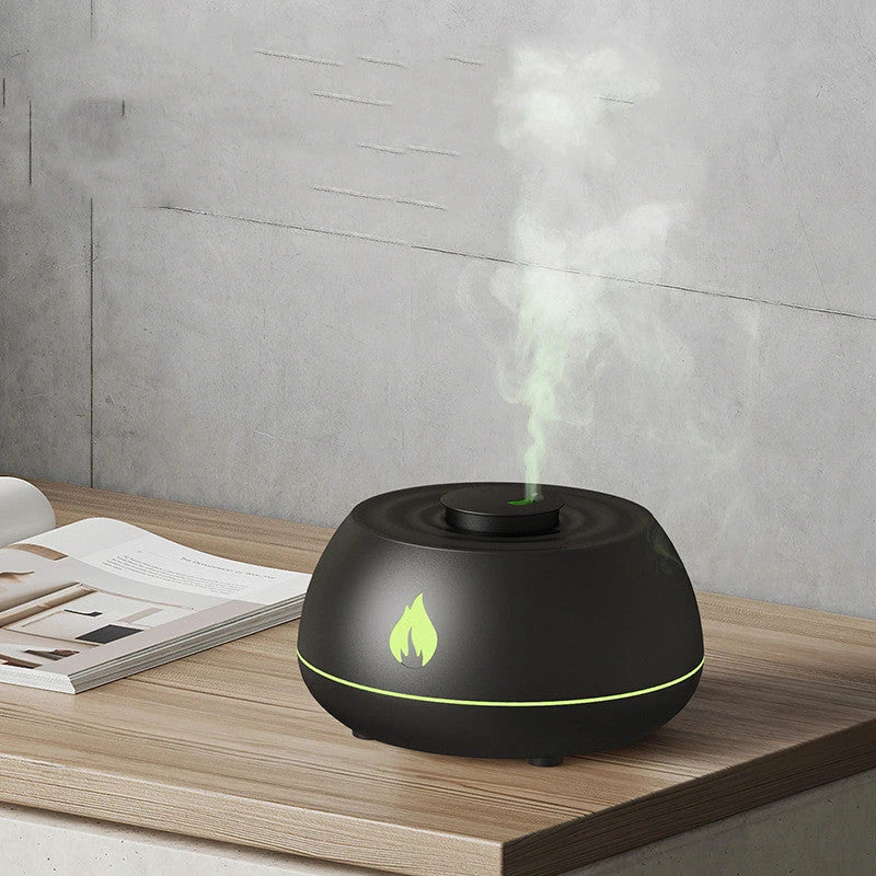Aromatherapy Mist Humidifier with Flame-like Lighting Effects, USB-Powered Relaxation Device for Home