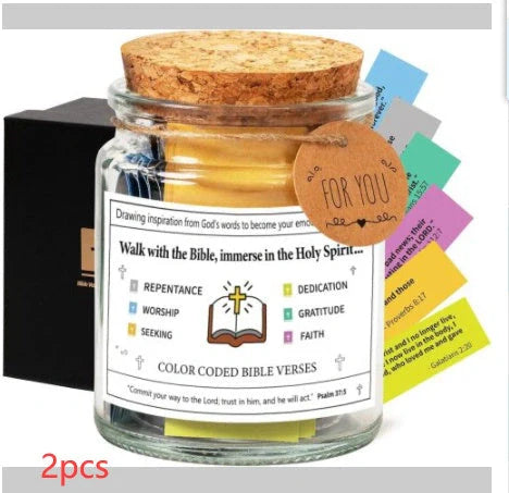 Bible Verses In A Jar with cartoon design, containing 90 verses for daily inspiration