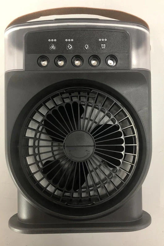 Compact USB-powered evaporative air cooler with 7-color mood lighting, portable design, and powerful fan for personal climate control