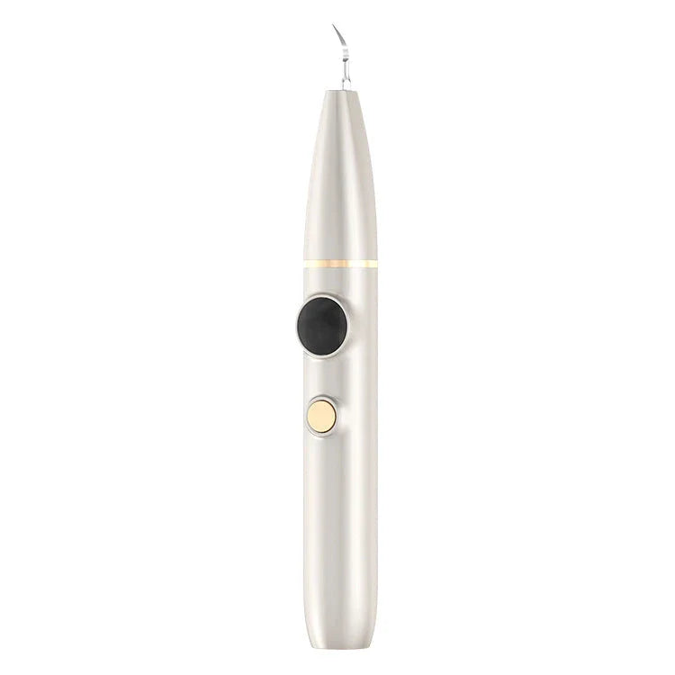 Close-up view of the high-powered dental cleaning tool with visual assistance and stainless steel construction