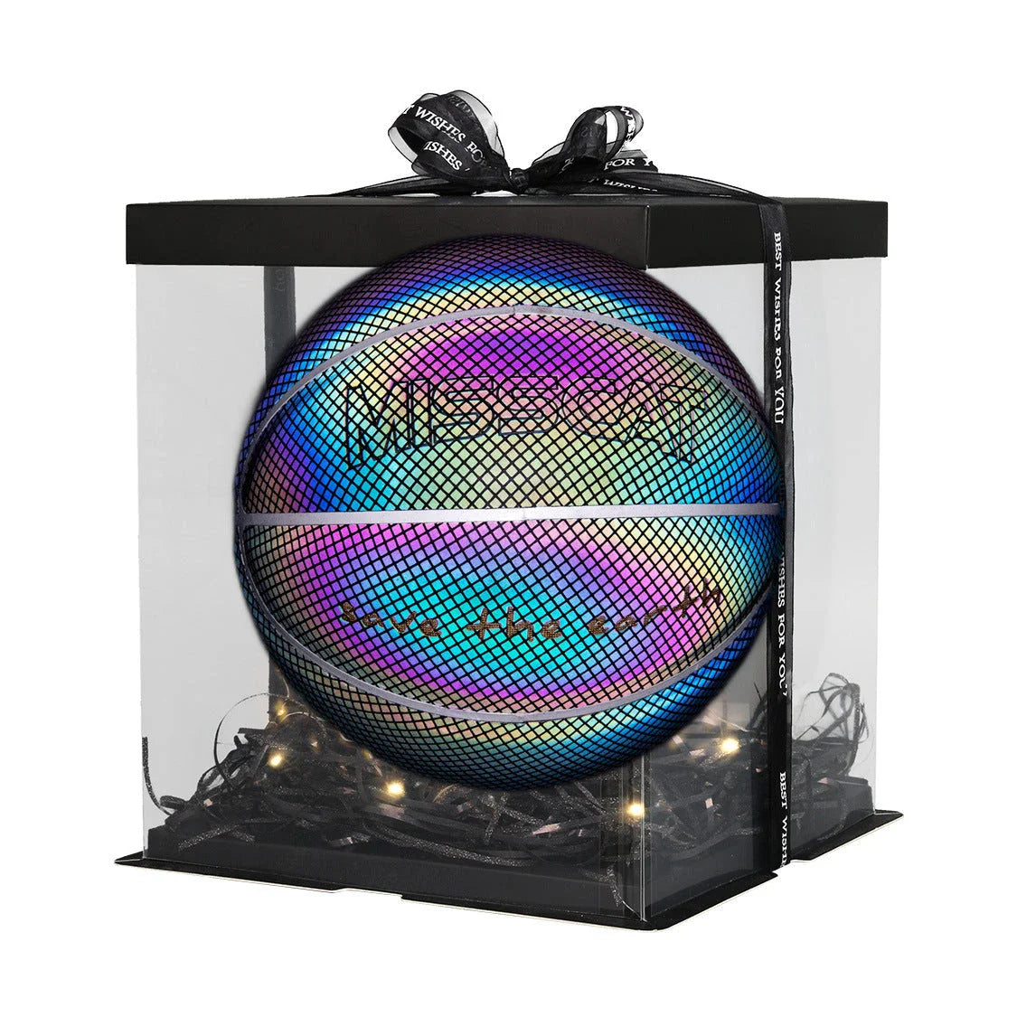 Luminous glow-in-the-dark basketball with reflective design for night games and outdoor activities