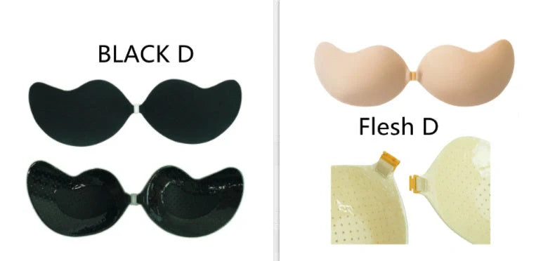 Lala Goddess Mango Cup deep V invisible bra in black and flesh colors