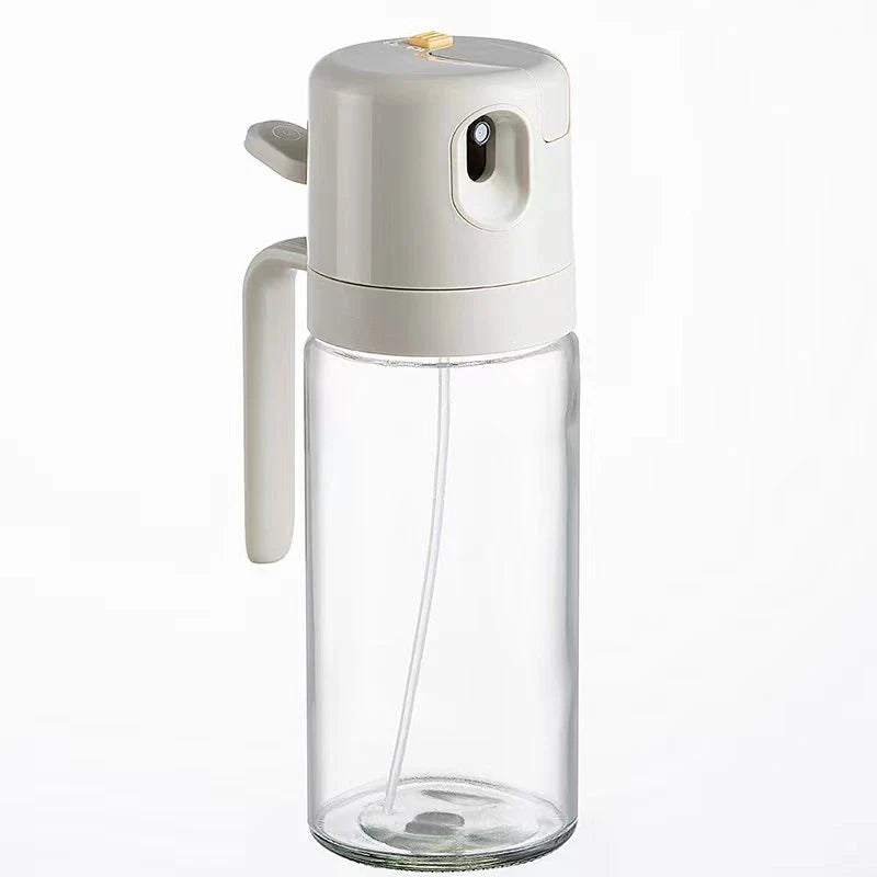 Versatile 2-in-1 Oil Sprayer Bottle with automatic opening, dual pouring and spraying modes, and easy cleaning design