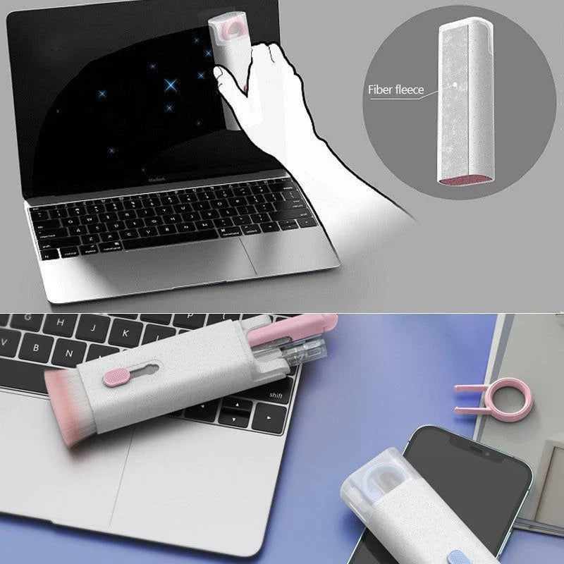 Multifunctional Bluetooth Earbuds Cleaning Kit with Silicone Tips, Retractable Brush, and Microfibre Cloth for UK Tech Enthusiasts
