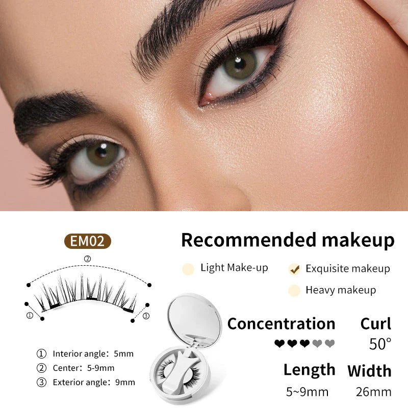 Magnetic false eyelashes with storage box, glue-free and natural-looking lash enhancement