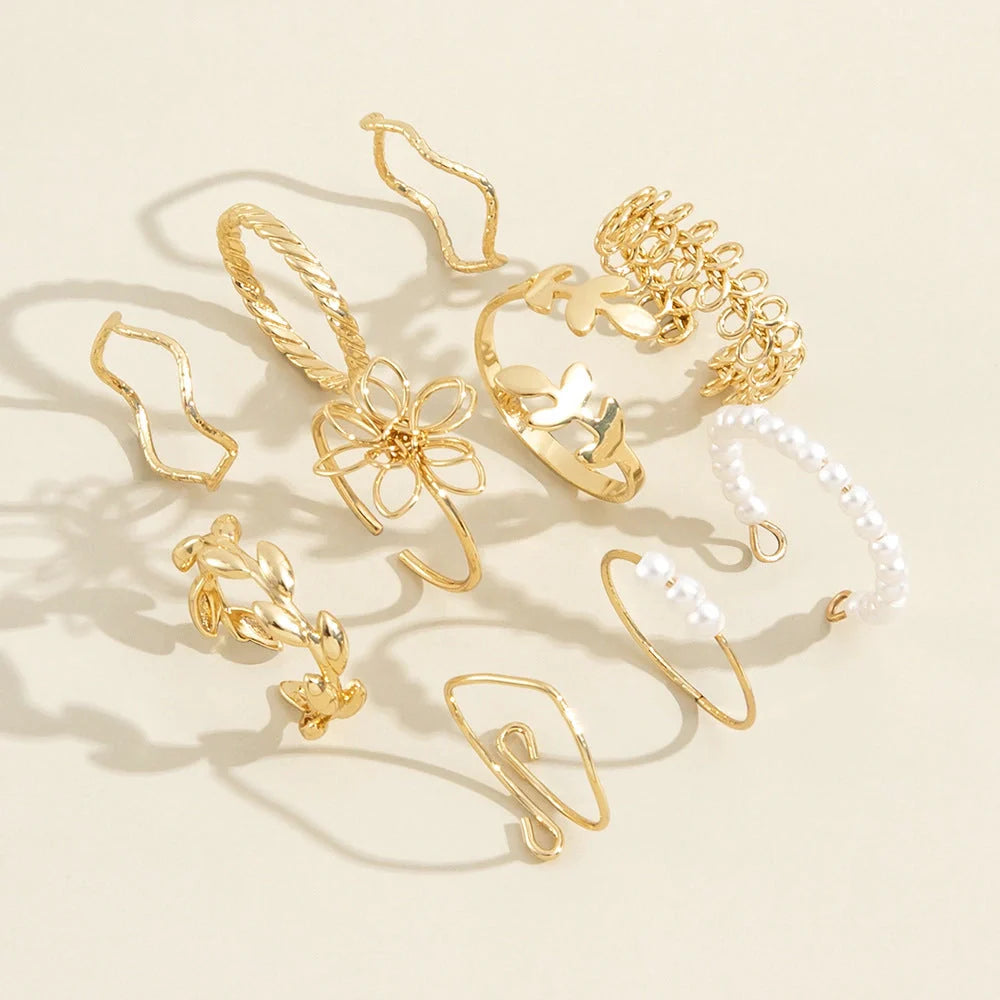 Openwork Flower Set Ring in glossy finish with unique J0656 colour