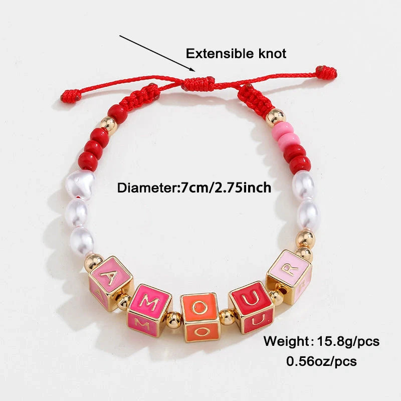 Elegant necklace and bracelet set with delicate beads and English letter charms, crafted with premium alloy materials