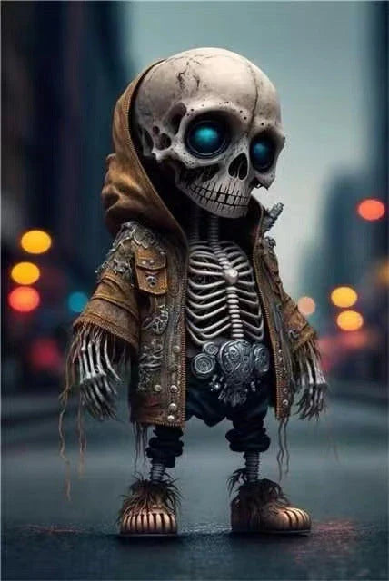 Chic resin skeleton figurine with a sleek, modern design, perfect for decorating your home or office for Halloween and year-round.