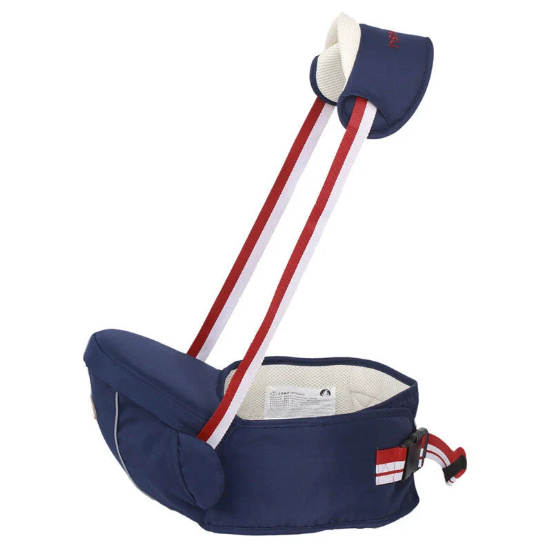 Versatile baby carrier with adjustable hip seat, offering hands-free support and multiple carrying positions for newborns to toddlers