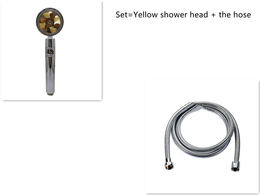 360-degree rotating high-pressure shower head with built-in fan and adjustable water spray