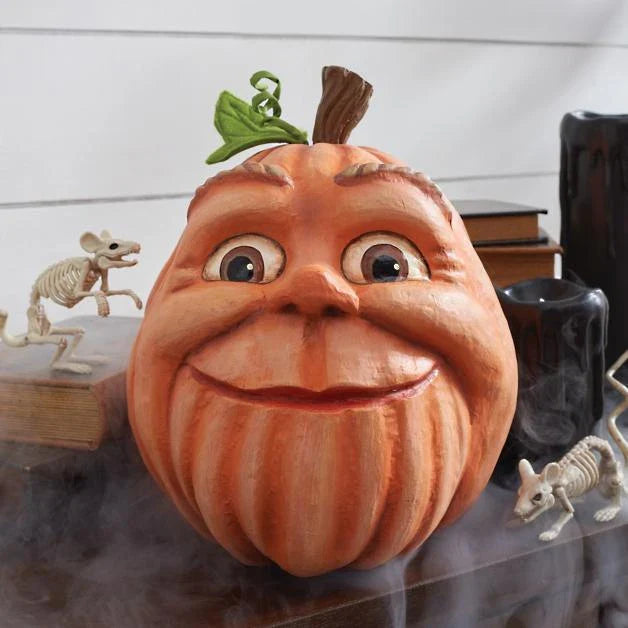 A collection of hand-crafted pumpkin decorations in various sizes, perfect for adding an enchanting touch to your Halloween celebrations.
