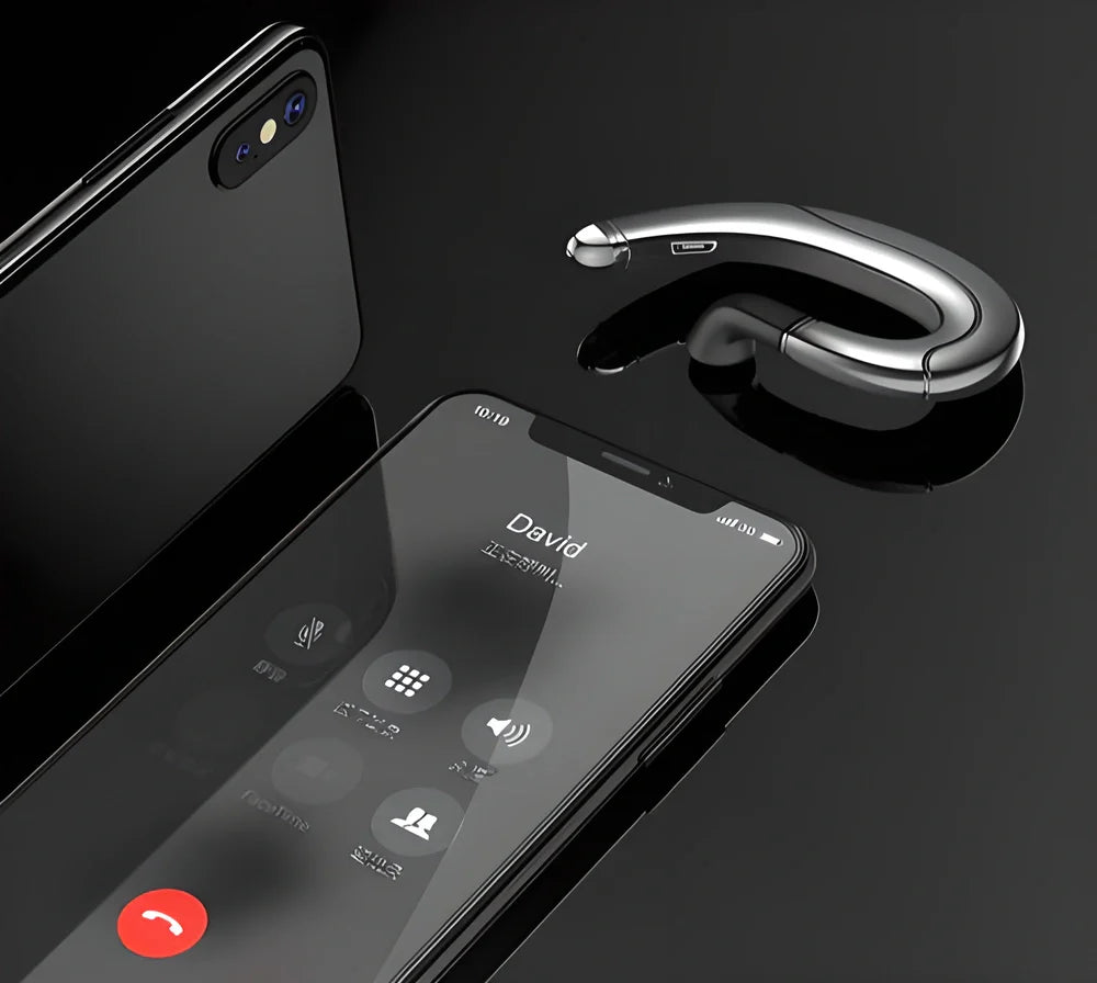 Bluetooth Ear-Hook Headset with Bone-Conduction Technology in Red, Black, and Blue Colours