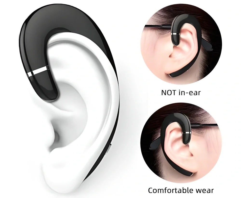 Bluetooth Ear-Hook Headset with Bone-Conduction Technology in Red, Black, and Blue Colours