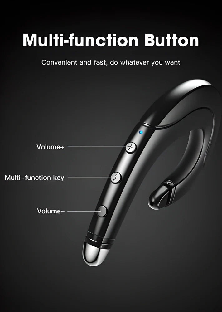 Bluetooth Ear-Hook Headset with Bone-Conduction Technology in Red, Black, and Blue Colours