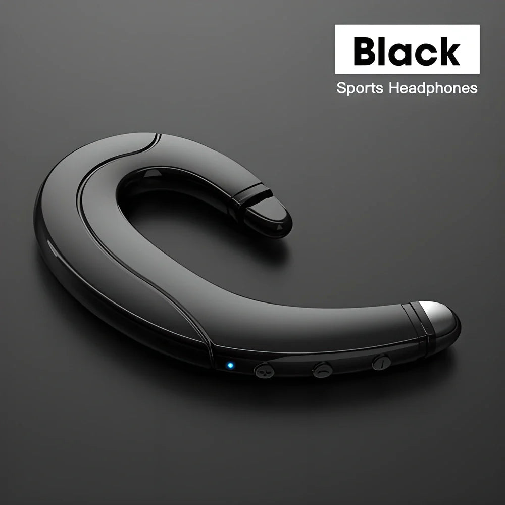 Bluetooth Ear-Hook Headset with Bone-Conduction Technology in Red, Black, and Blue Colours