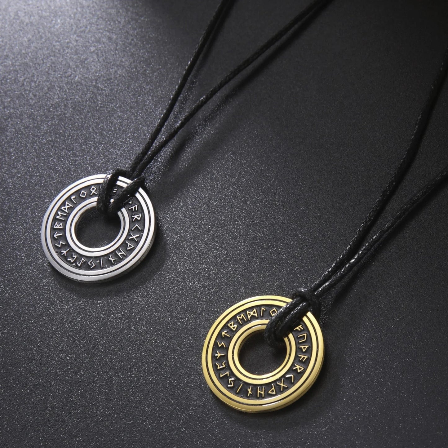 Vintage Norse rune necklaces for men, featuring a range of intricate Viking symbols and designs crafted from premium stainless steel