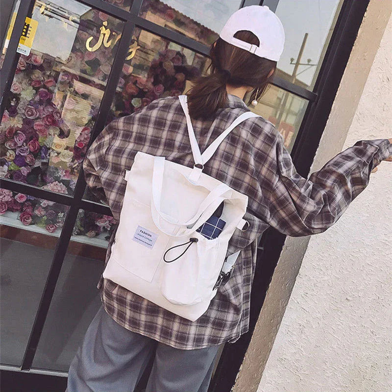 Stylish Harajuku-Inspired Canvas Backpack for Students and Women
