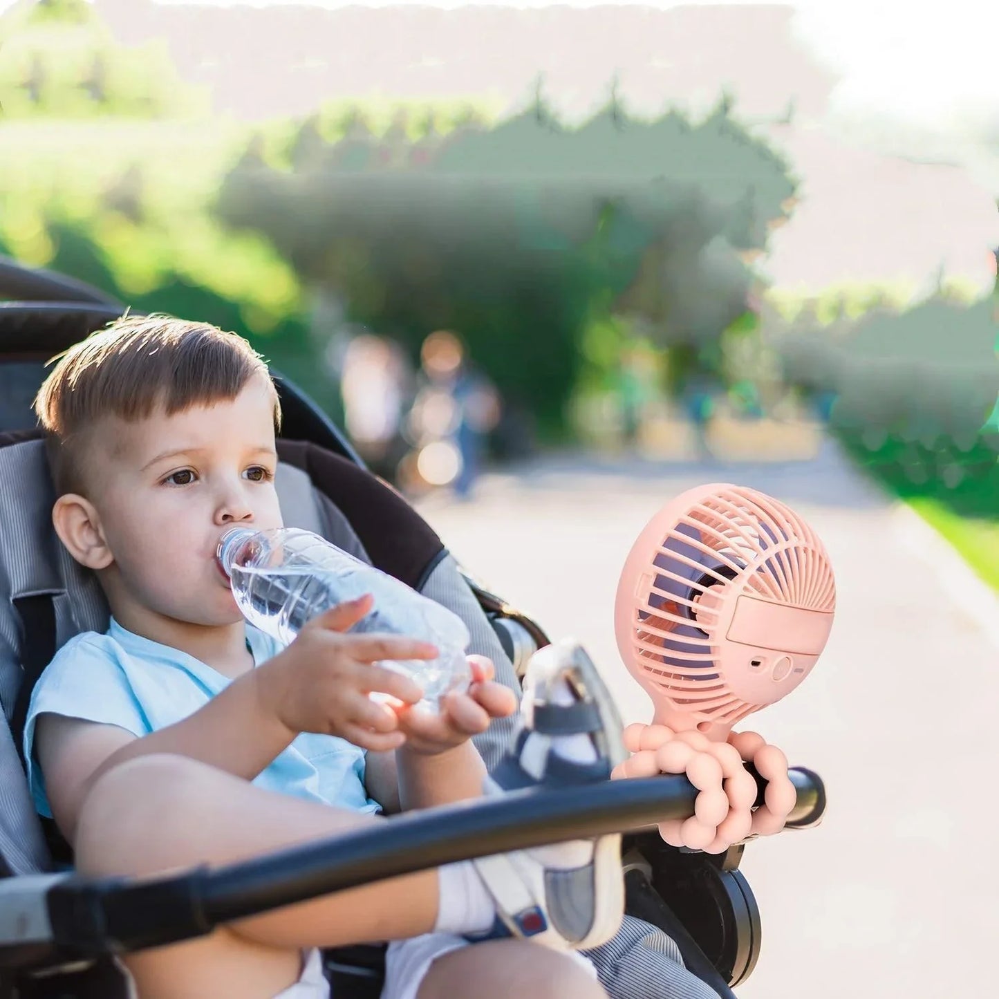 Portable USB Rechargeable Stroller Fan with Adorable Animal Design for Keeping Baby Cool and Comfortable