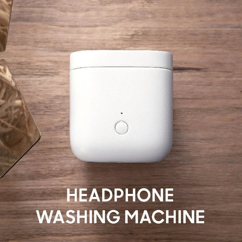 Automatic earbuds cleaning kit for AirPods, featuring a specialized chamber and cleaning mechanisms to thoroughly remove dirt and wax buildup