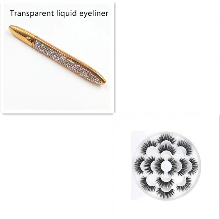 Premium self-adhesive eyeliner and false lash set in various shades