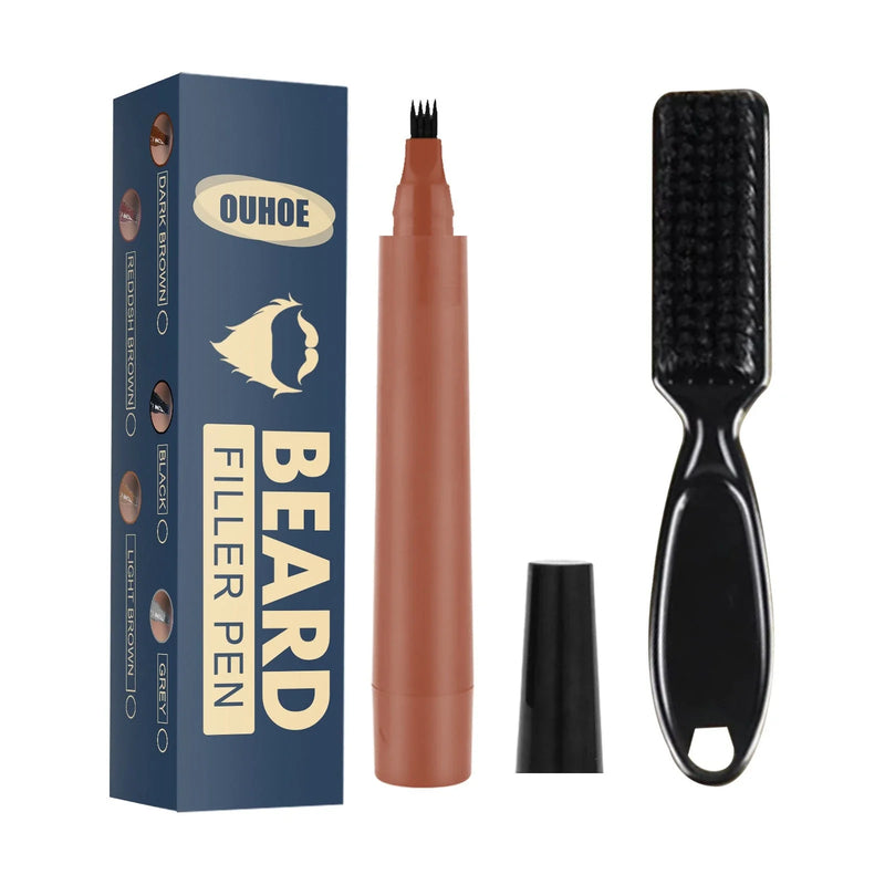 Gifthome Beard Filler Pencil Kit for Men - Barber-Style Facial Hair Styling Brush and Concealer